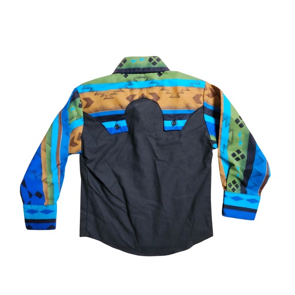 Vintage Wild West Aztec Print Button Up Western Shirt M Cowboy Southwestern - Picture 2 of 6